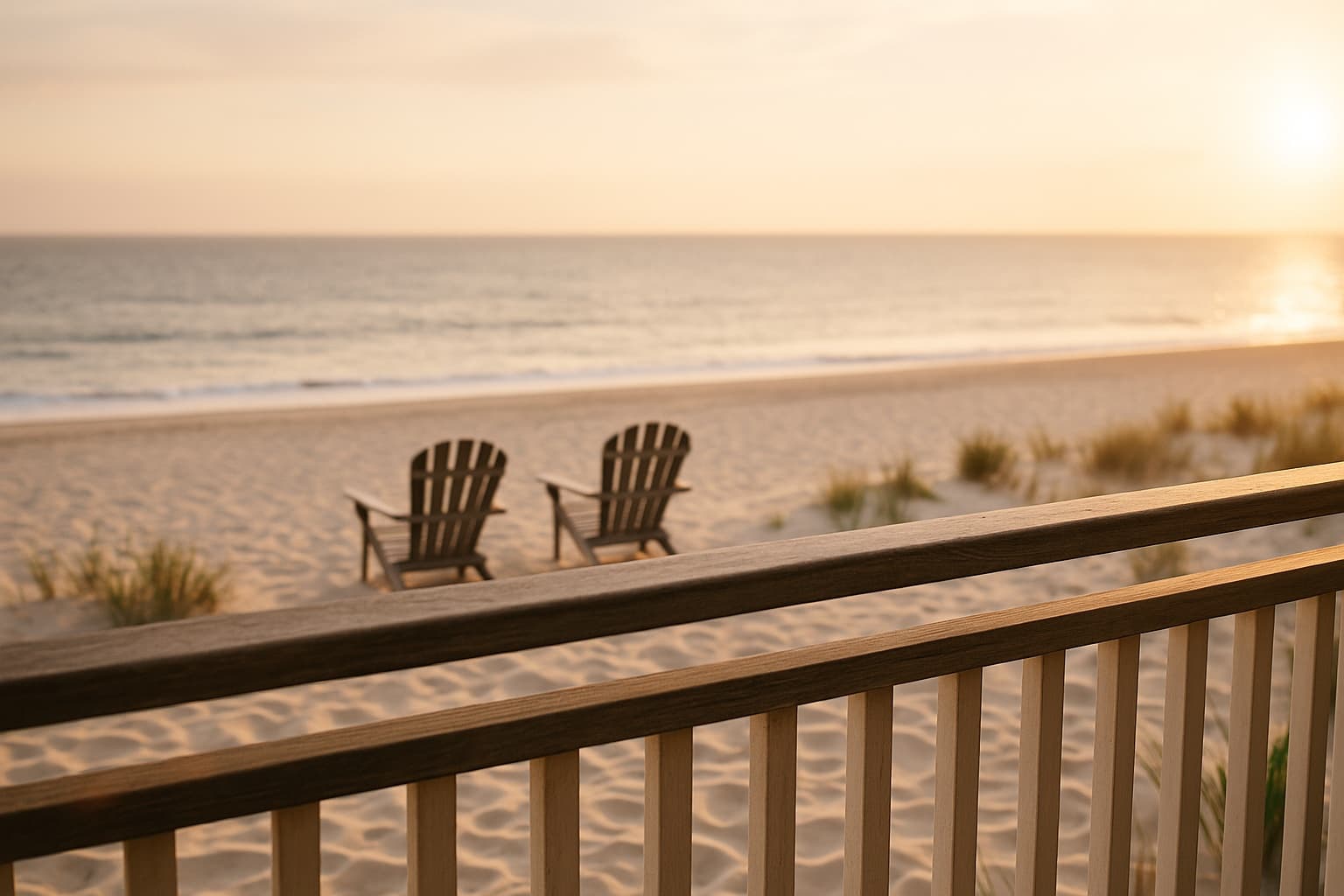 Porch view of the beach at The Statler